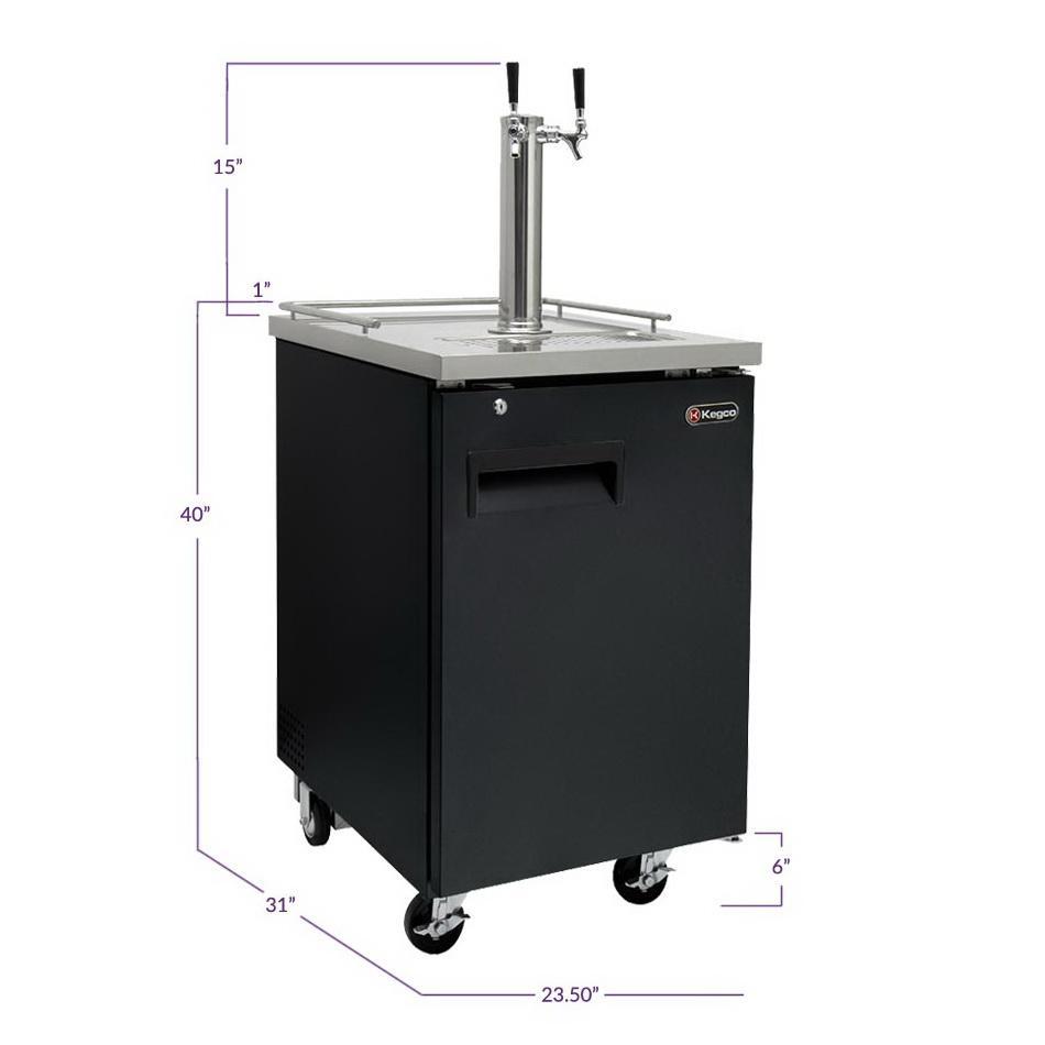 Kegco Commercial Grade Dual Two Keg Tap Faucet Kegerator - Black