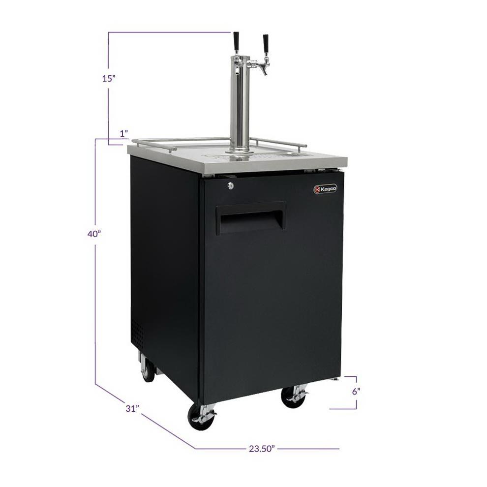 Kegco Two Tap Commercial Kombucharator Kombucha Keg Dispenser - Black