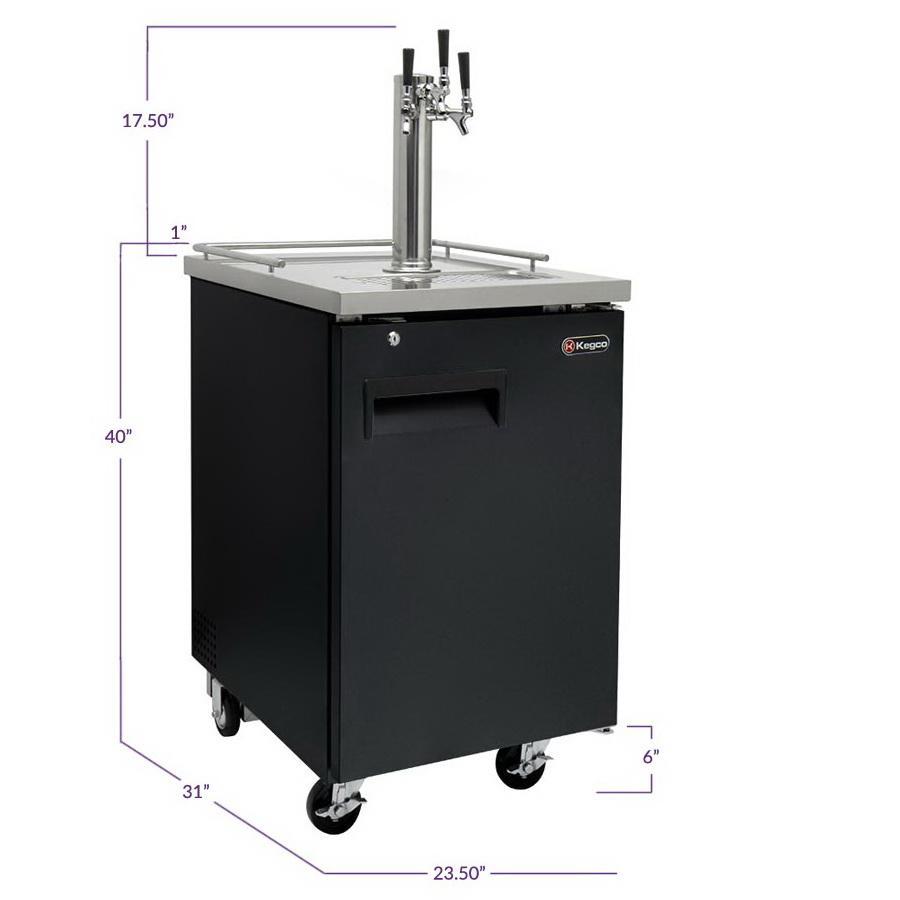 Kegco Three Keg Tap Faucet Commercial Grade Kegerator - Black Cabinet with Black Door