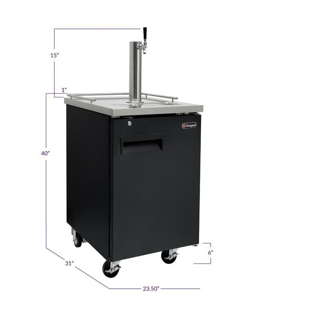 Kegco Commercial Grade One Tap Keg Faucet Kegerator - Black Cabinet with Black Door