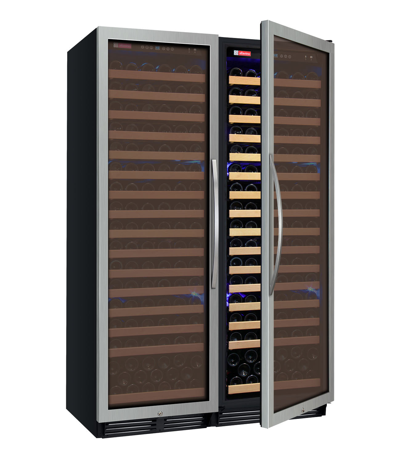 Allavino 48" Wide FlexCount Classic II Tru-Vino 348 Bottle Dual Zone Stainless Steel Side-by-Side Wine Refrigerator