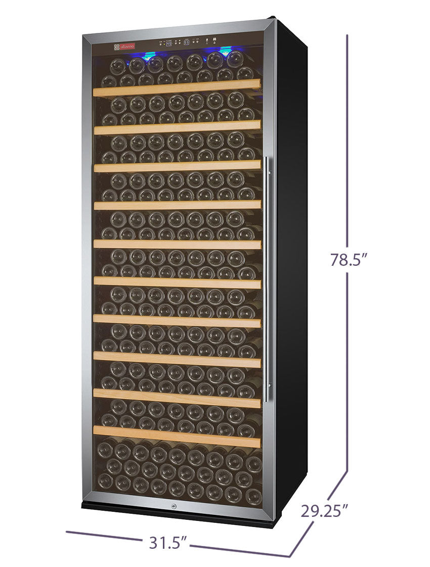 32" Wide Vite II Tru-Vino 277 Bottle Single Zone Stainless Steel Left Hinge Wine Refrigerator