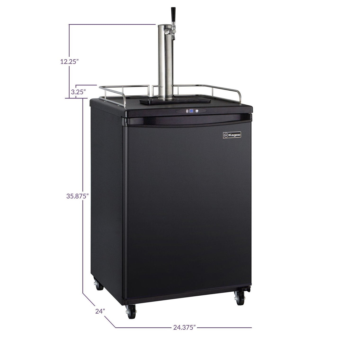 Kegco Single Tap Faucet Full Size Commercial Grade Digital Kegerator - Black Cabinet with Black Door