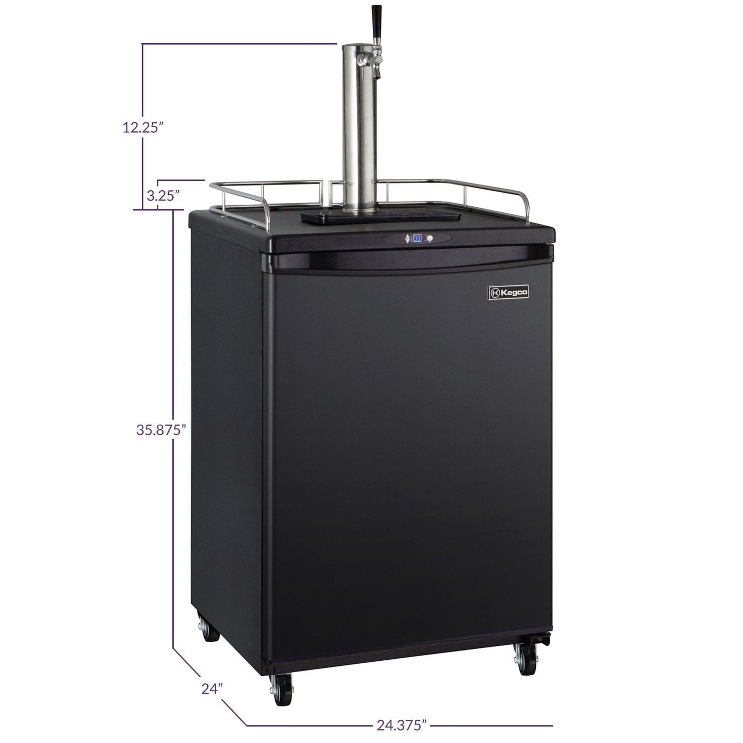 Kegco Single Tap Faucet Full Size Commercial Grade Digital Kegerator - Black Cabinet with Black Door