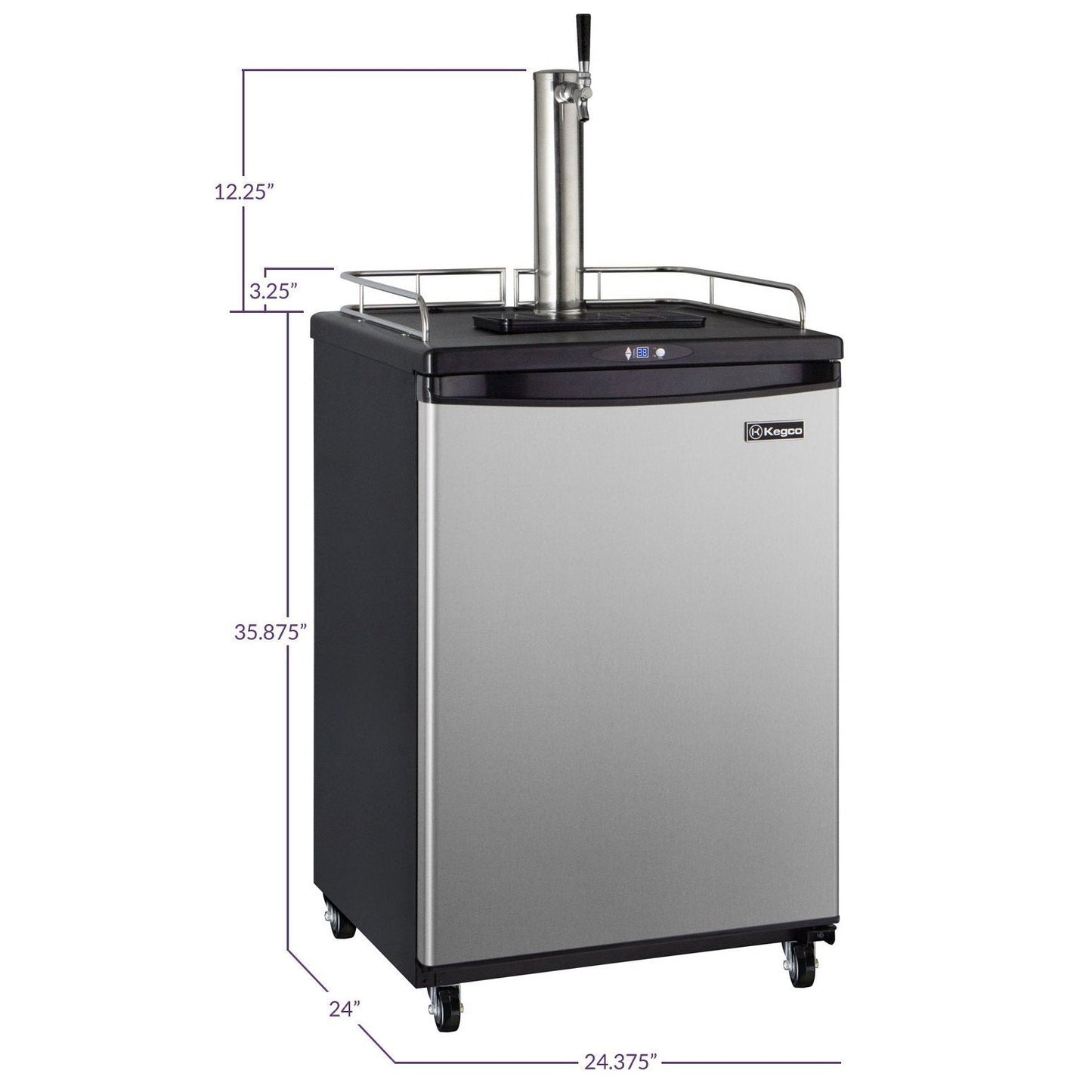 Kegco One Tap Faucet Commercial Grade Kegerator with Digital Temperature Control Black Cabinet with Stainless Steel Door