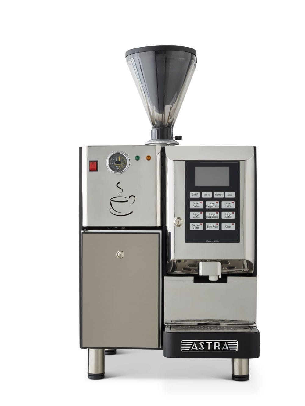 Astra Espresso Machines Astra Super Automatic Espresso Machine, Single Hopper with Refrigerator, 110V SM-111-1