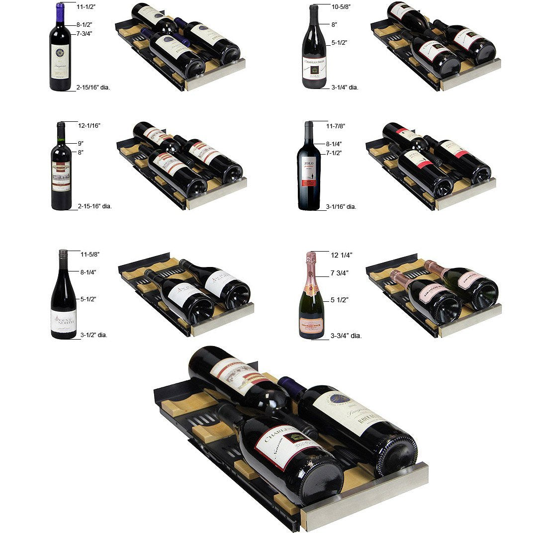 24" Wide FlexCount II Tru-Vino 18 Bottle/66 Cans Dual Zone Stainless Steel Wine Refrigerator/Beverage Center