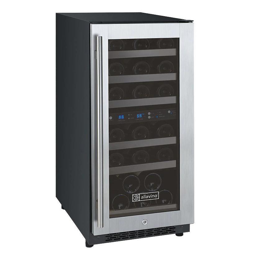 Allavino Flexcount 30 Bottle Capacity Dual Zone Wine Cooler Refrigerator