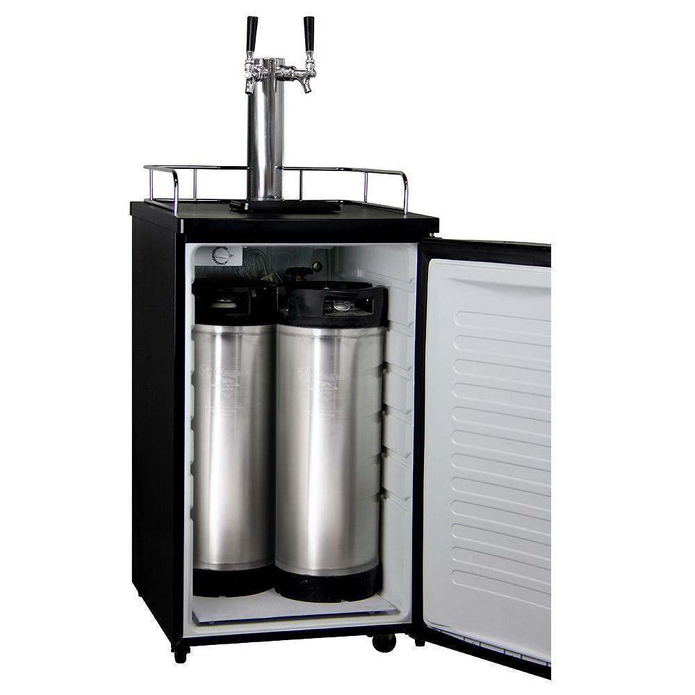 Kegco Home Brew Double-Faucet Kegerator with Black Cabinet and Door