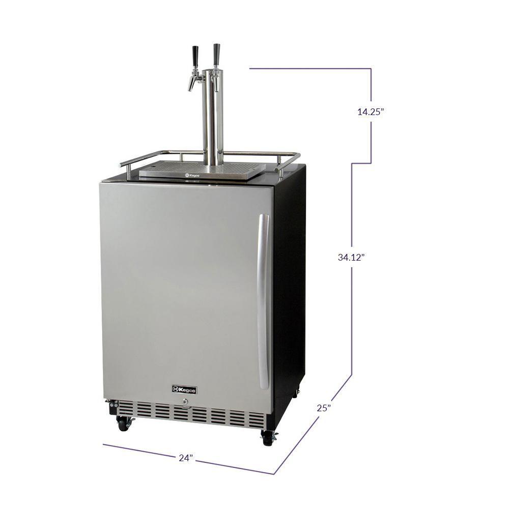 Kegco Dual Faucet Digital Commercial Undercounter Kegerator with X-CLUSIVE Premium Direct Draw Kit - Left Hinge