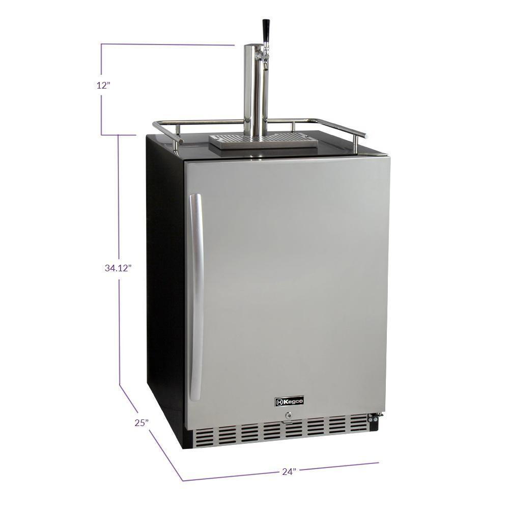 Kegco Single Tap Undercounter Kegerator with X-CLUSIVE Premium Direct Draw Kit - Right Hinge