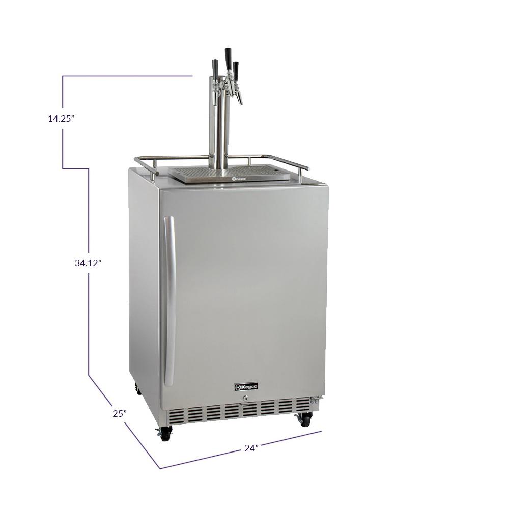 Kegco Three Faucet Digital Commercial Outdoor Kegerator