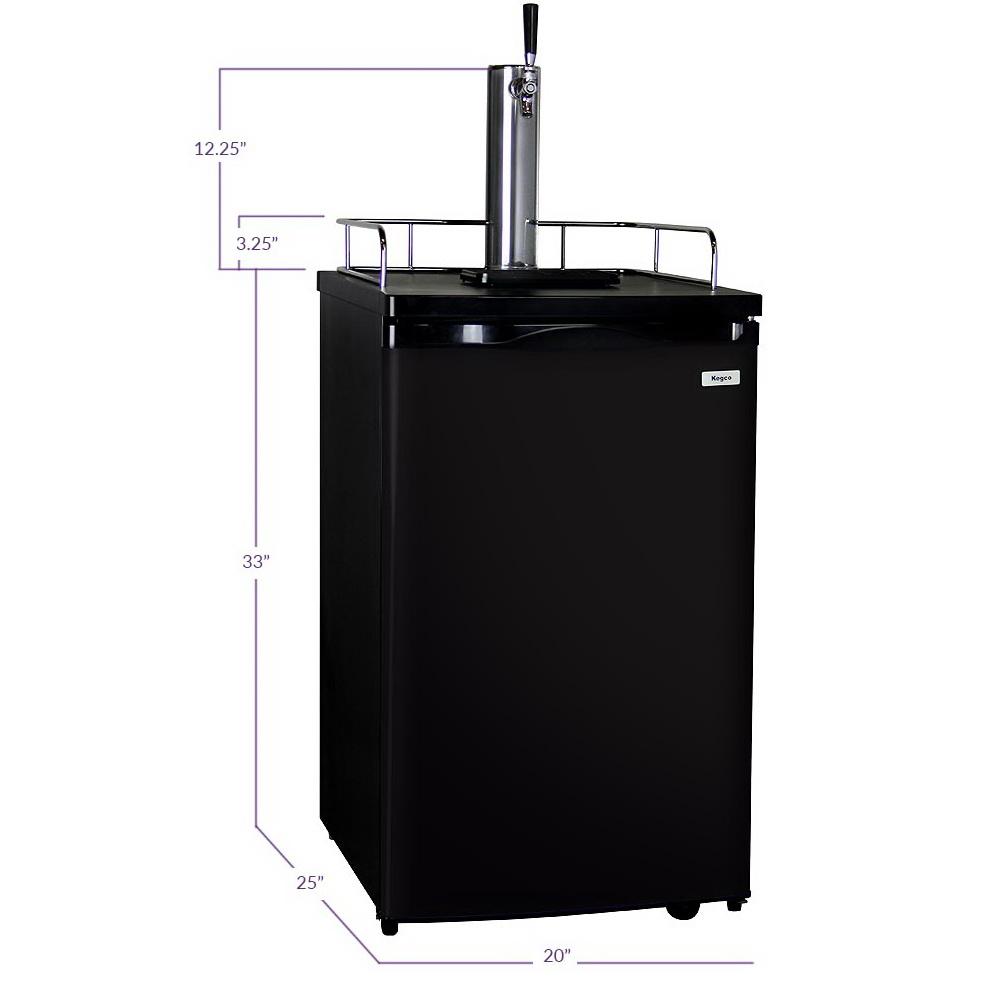 Kegco HomeBrew Kegerator with Black Cabinet and Black Door