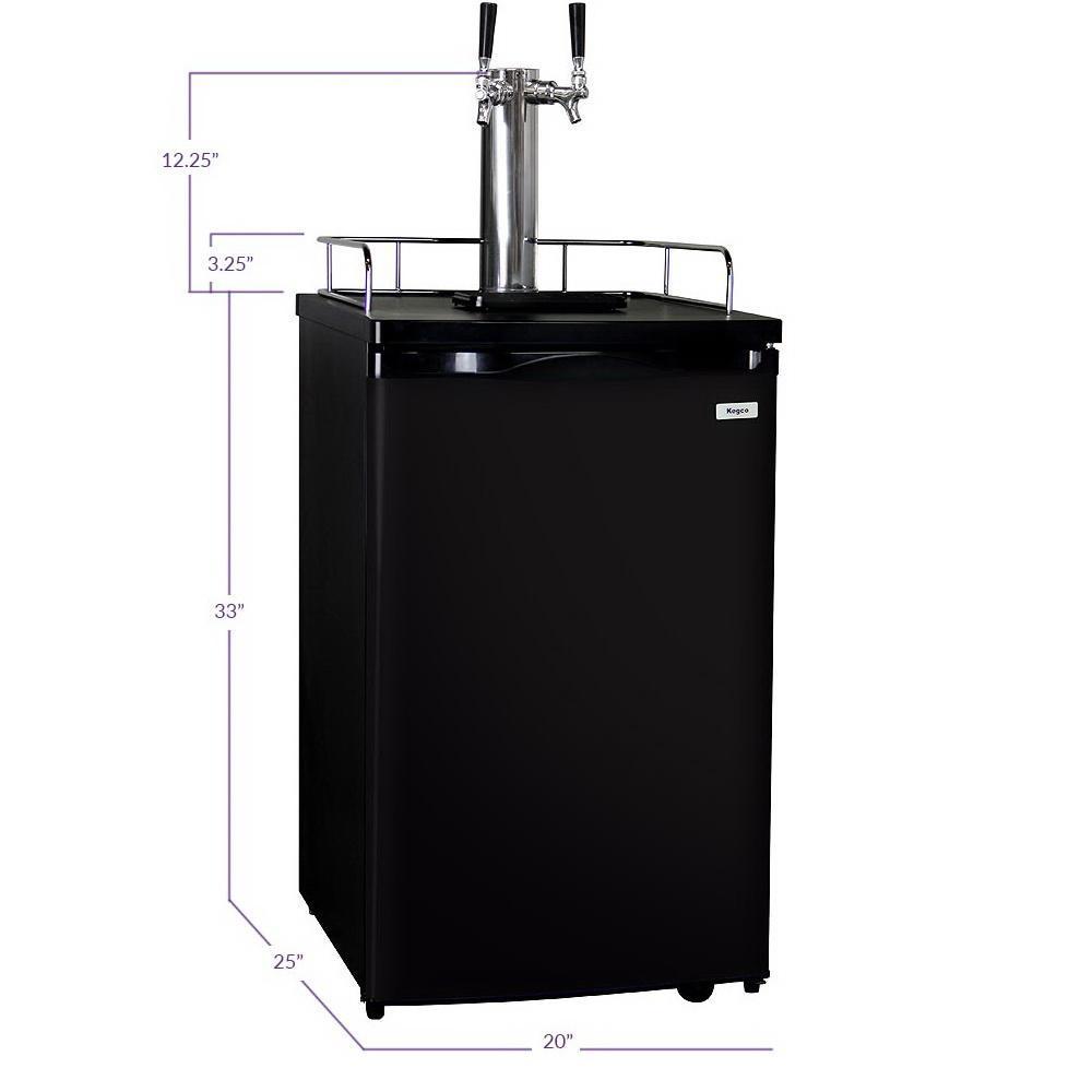 Double Keg Tap Faucet Kegerator with Black Cabinet and Door