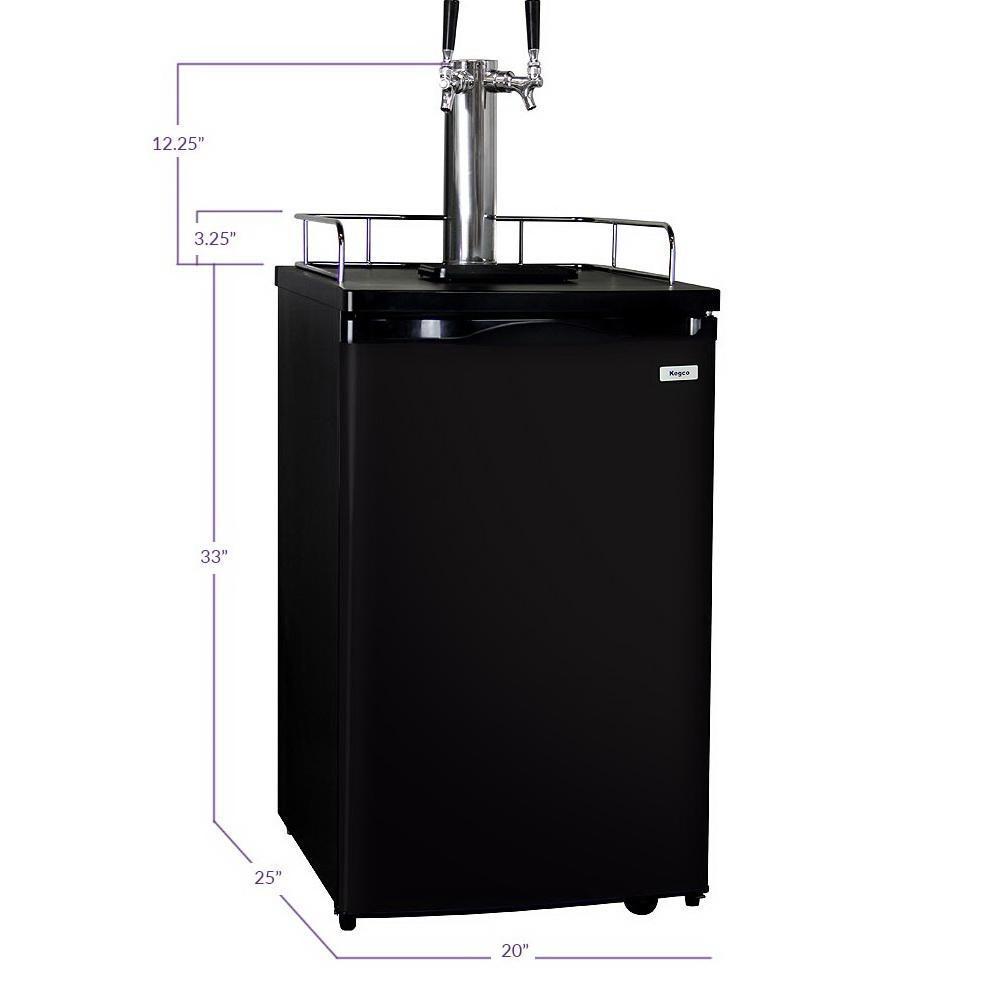 Kegco Home Brew Double-Faucet Kegerator with Black Cabinet and Door