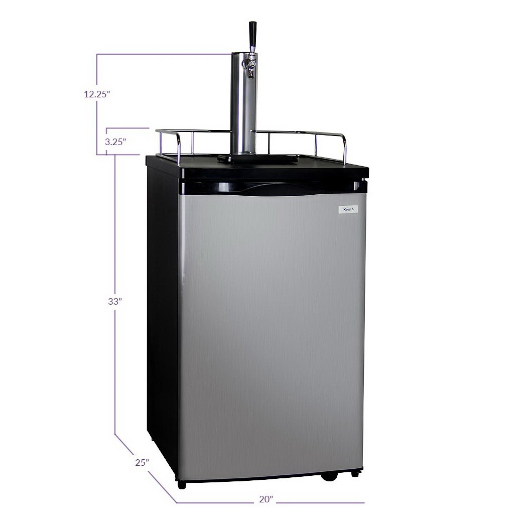 Kegco Home Brew Kegerator with Black Cabinet and Stainless Steel Door