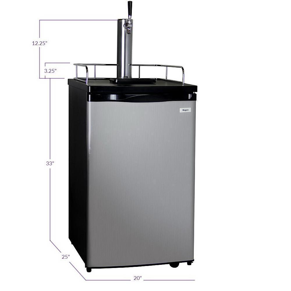 Single Keg Tap Faucet Kegerator with Black Cabinet and Stainless Steel Door