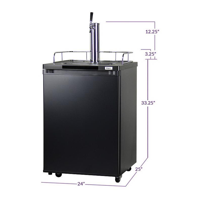 Single Faucet Keg Beer Dispenser Kegerator - Black Cabinet with Matte Black Door