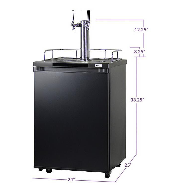 Dual Faucet Tap Kegerator - Black Cabinet with Matte Black Door