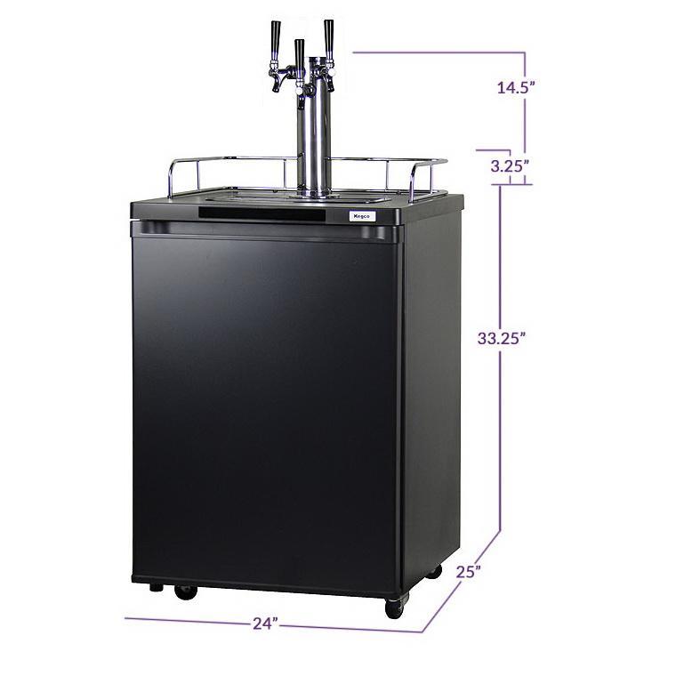 24" Wide Triple Tap Black Kegerator