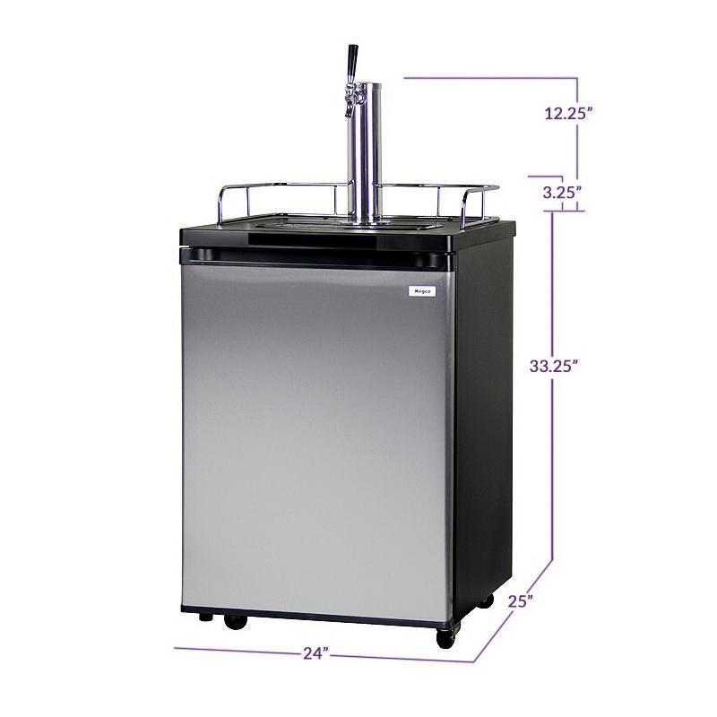 Single Keg Tap Faucet Beer Dispenser Kegerator - Black Cabinet with Stainless Steel Door