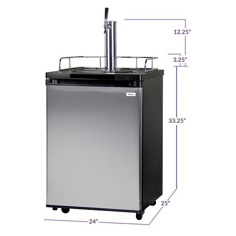 Kegco Kombucha Cooler Dispenser with Black Cabinet and Stainless Steel Door