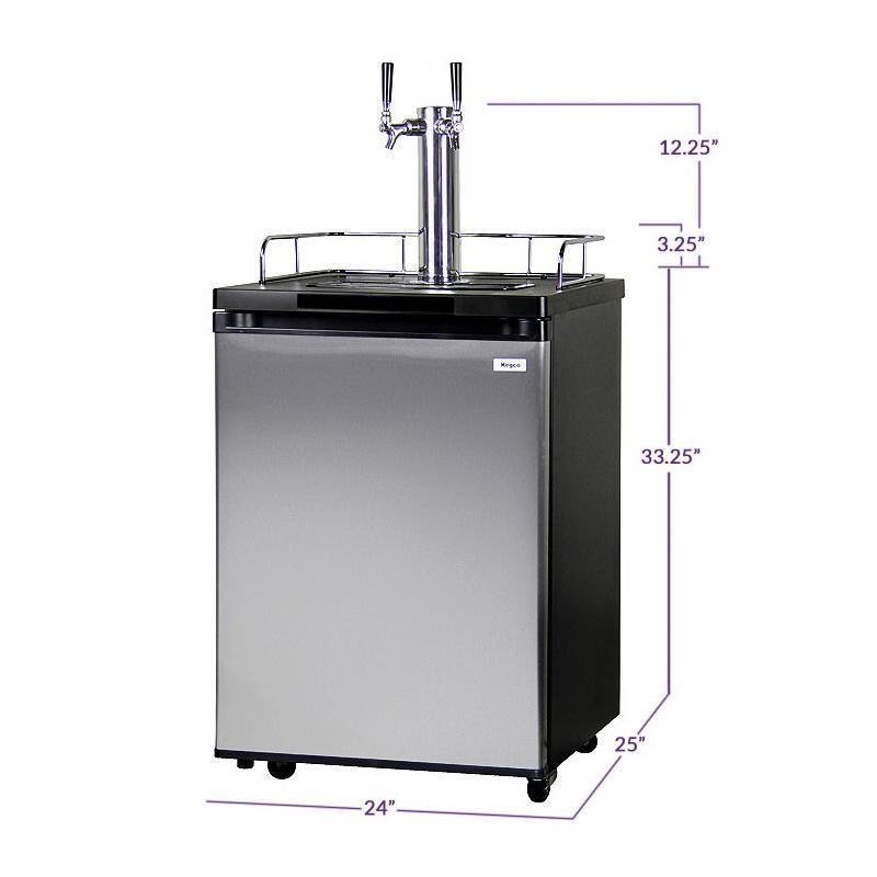 Two Keg Tap Faucet Beer Dispenser - Black Cabinet with Stainless Steel Door