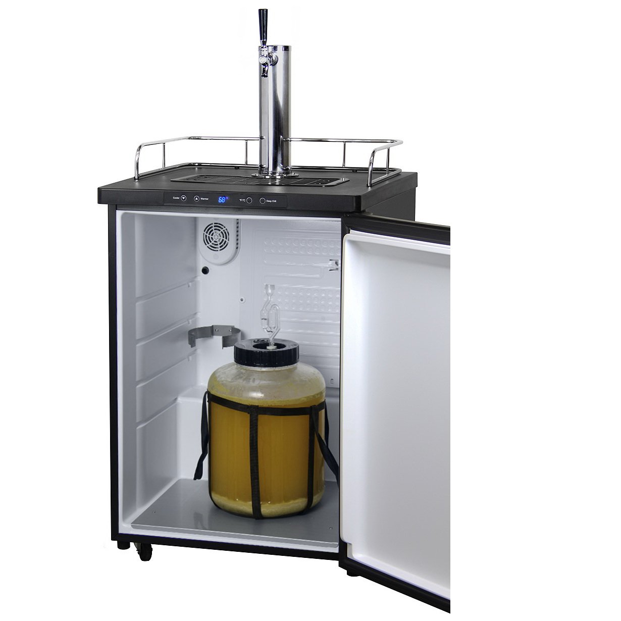Single Tap Beer Faucet Keg Dispenser with Digital Control - Black Cabinet with Matte Black Door