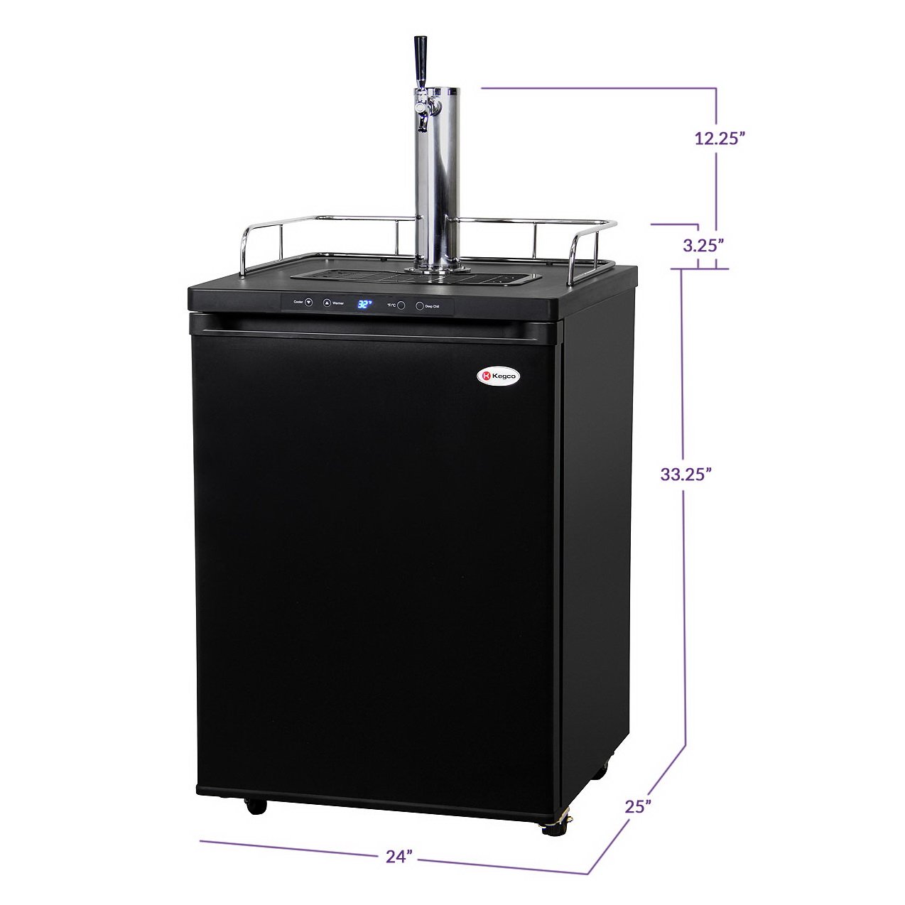 Single Tap Beer Faucet Keg Dispenser with Digital Control - Black Cabinet with Matte Black Door