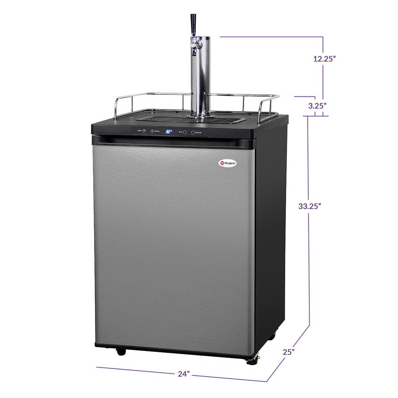Kegco Full Size Single Tap Faucet Kegerator - Black Cabinet with Stainless Steel Door