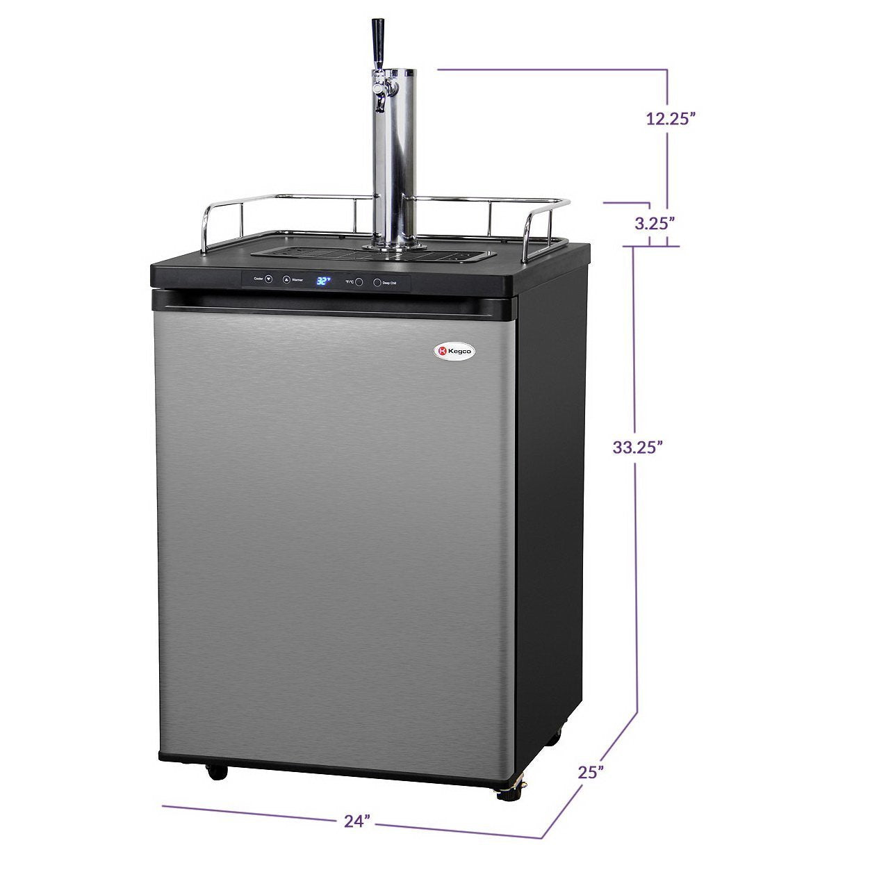 Kegco Full Size Single Tap Faucet Kegerator - Black Cabinet with Stainless Steel Door