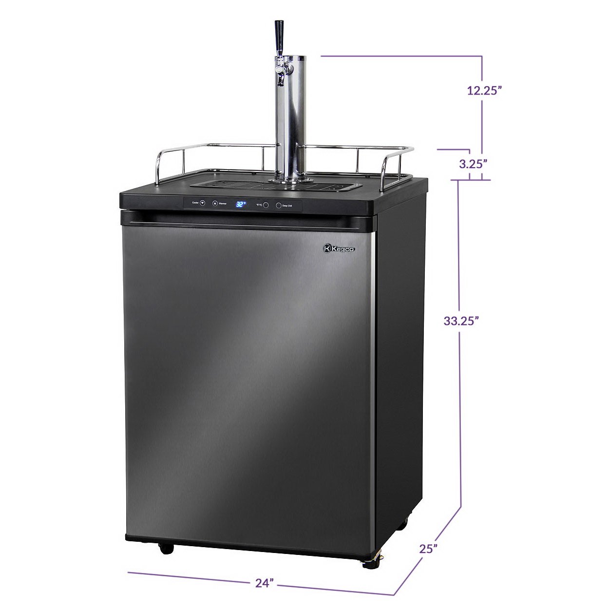 Kegco Digital Kombucha Keg Cooler - Black Cabinet with Black Stainless Steel Door