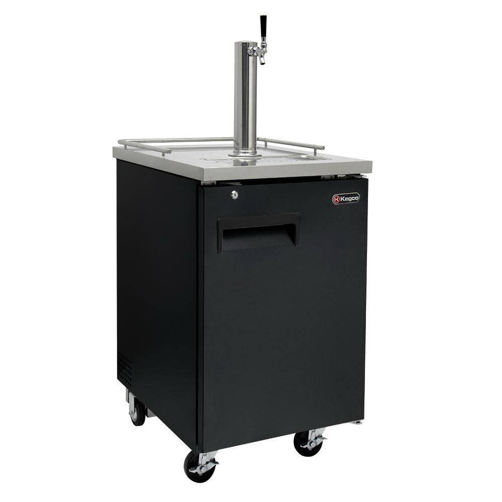 Kegco Commercial Grade One Tap Keg Faucet Kegerator - Black Cabinet with Black Door