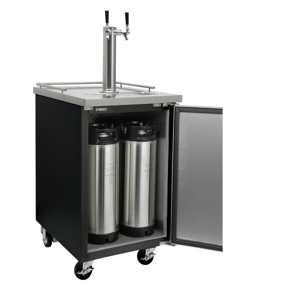 Kegco Commercial Grade Dual Two Keg Tap Faucet Kegerator - Black