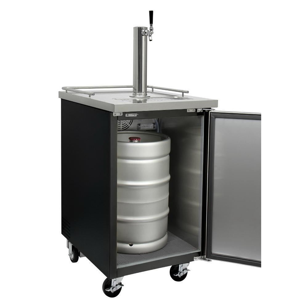 Kegco Commercial Grade One Tap Keg Faucet Kegerator - Black Cabinet with Black Door