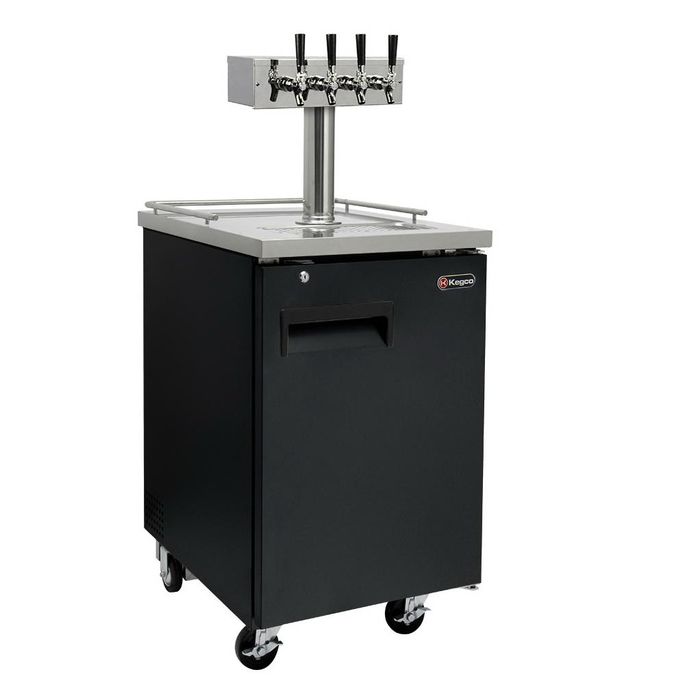 Kegco Four Tap Commercial Kombucharator Kombucha Keg Dispenser - Black