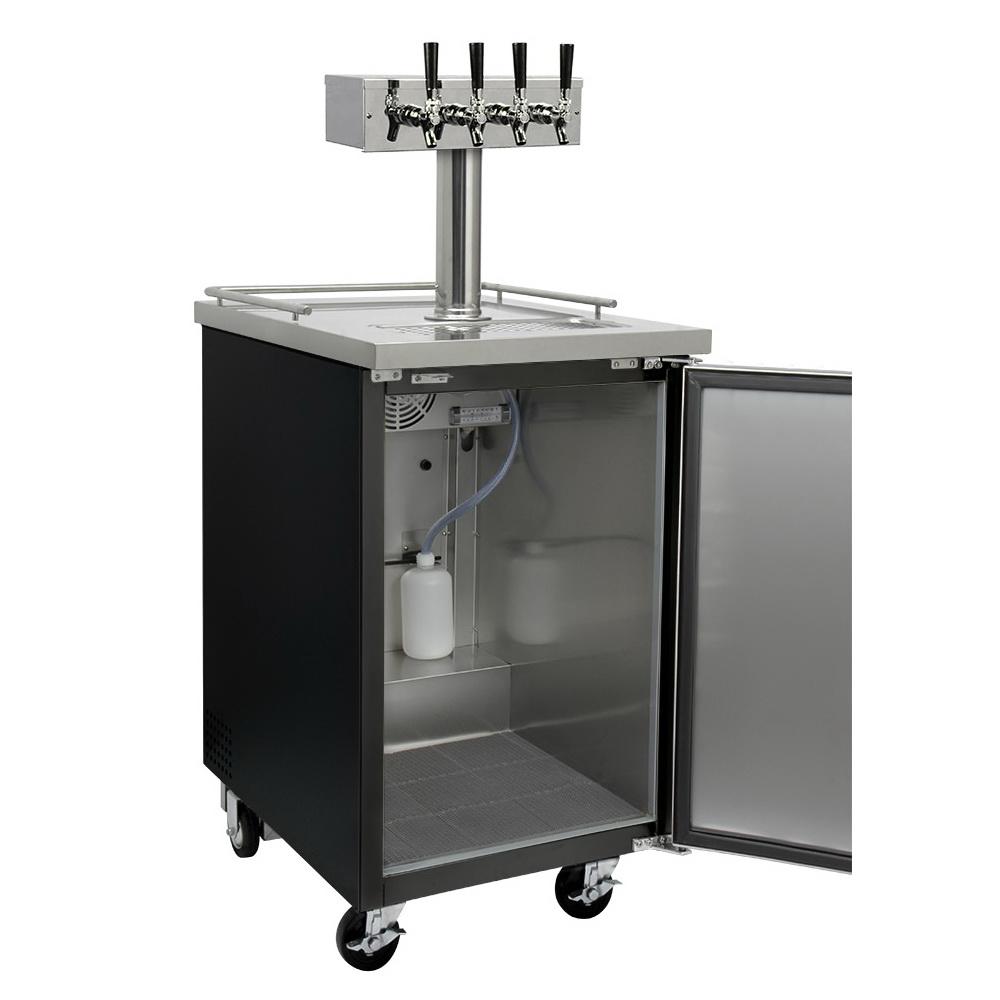 Kegco Four Tap Commercial Kombucharator Kombucha Keg Dispenser - Black