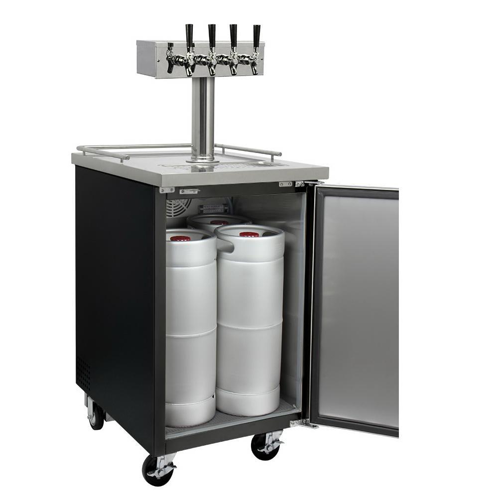 Kegco Four Tap Commercial Kombucharator Kombucha Keg Dispenser - Black