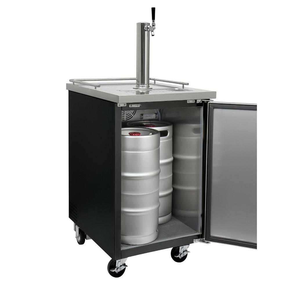 Kegco Commercial Grade One Tap Keg Faucet Kegerator - Black Cabinet with Black Door