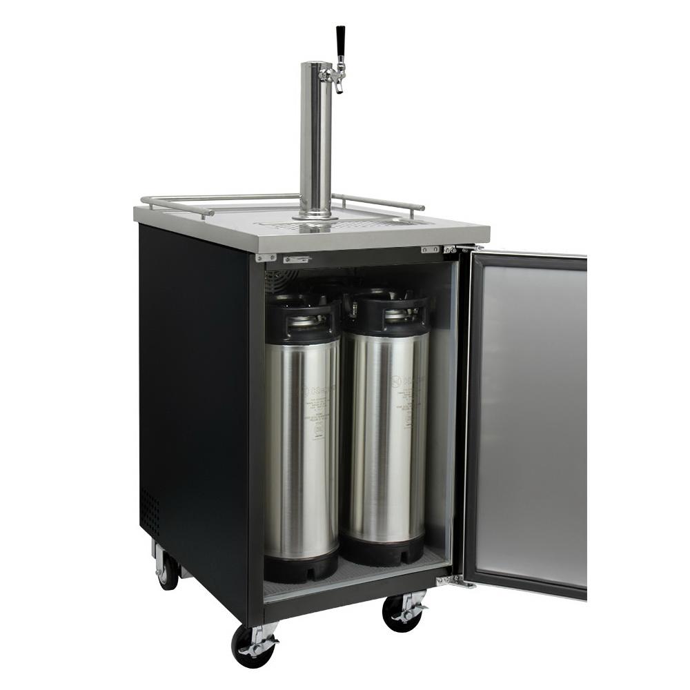 Kegco Commercial Grade One Tap Keg Faucet Kegerator - Black Cabinet with Black Door