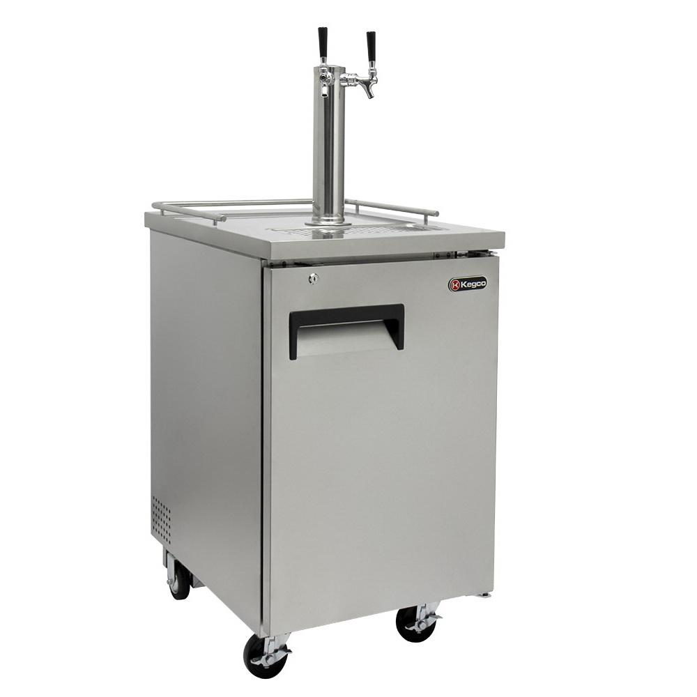 Kegco Two Tap Commercial Kombucharator Kombucha Keg Dispenser - Stainless Steel
