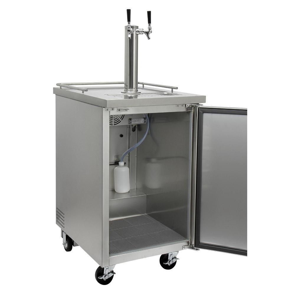 Kegco Two Tap Commercial Kombucharator Kombucha Keg Dispenser - Stainless Steel