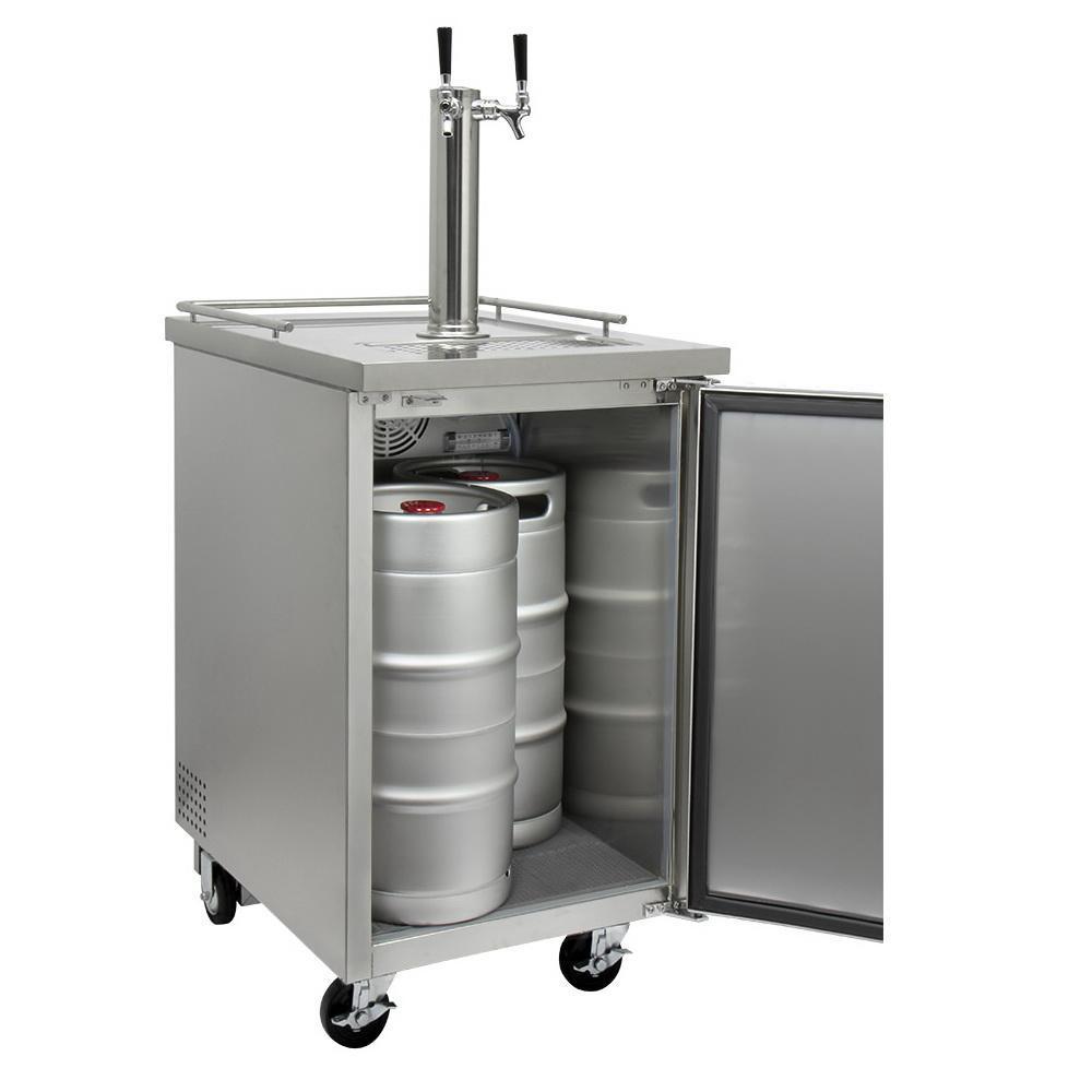 Kegco Two Tap Commercial Kombucharator Kombucha Keg Dispenser - Stainless Steel