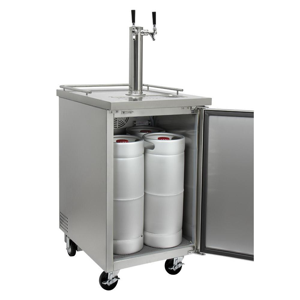 Kegco Two Tap Commercial Kombucharator Kombucha Keg Dispenser - Stainless Steel