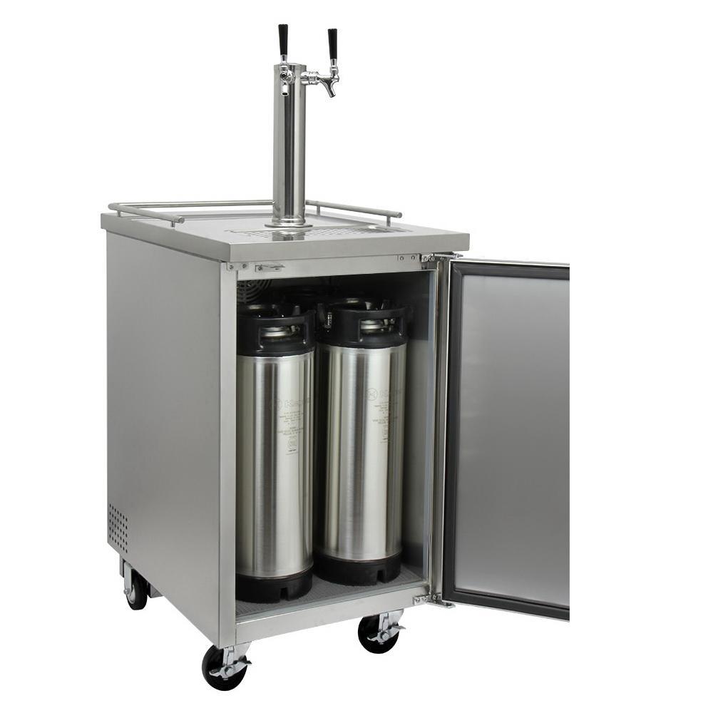 Kegco Two Tap Commercial Kombucharator Kombucha Keg Dispenser - Stainless Steel