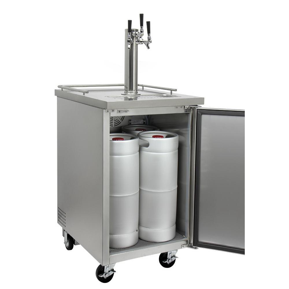 Kegco Three Tap Commercial Kombucharator Kombucha Keg Dispenser - Stainless Steel