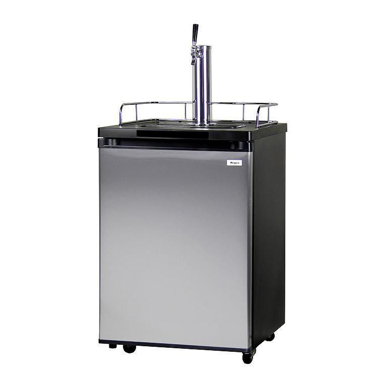 Kegco Kombucha Cooler Dispenser with Black Cabinet and Stainless Steel Door