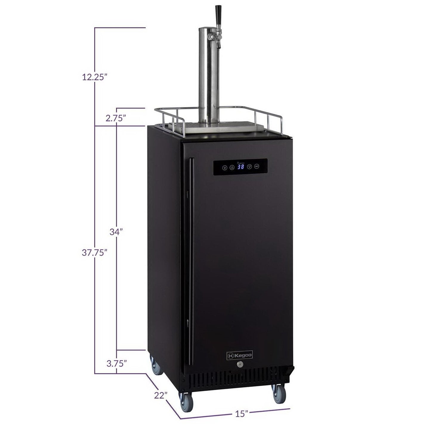 Kegco 15" Wide Commercial Home Brew Kegerator with Black Door