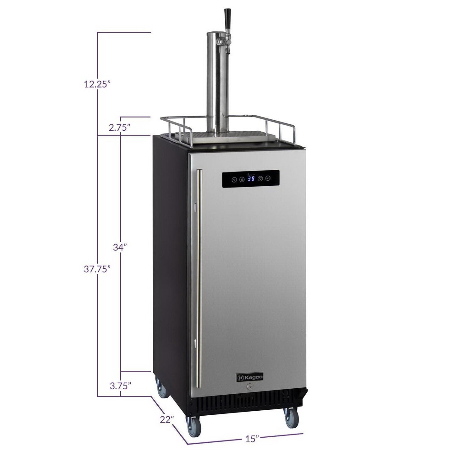 Kegco 15" Wide Commercial Grade Digital Kombucha Dispenser with Stainless Door