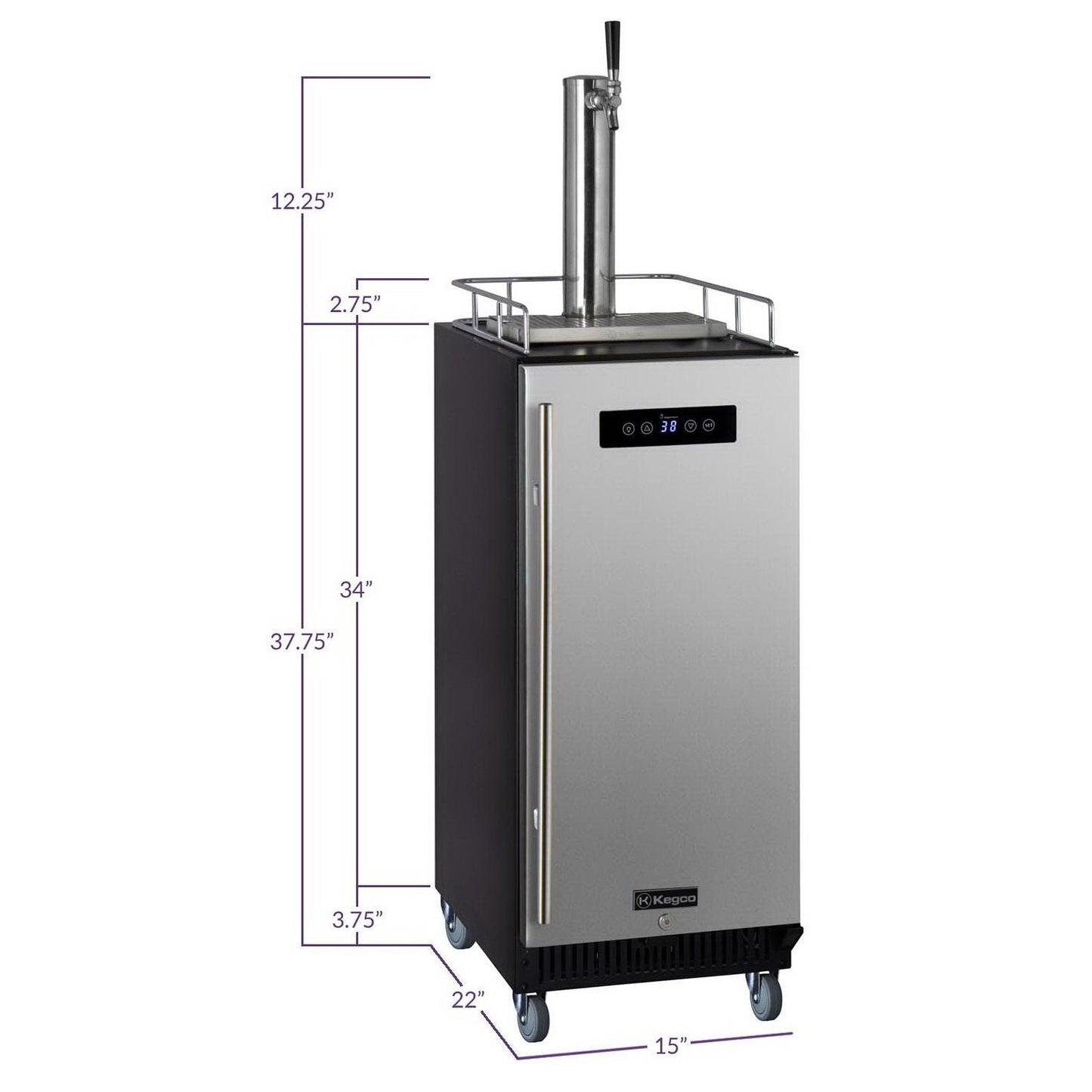 Kegco SLK15BSR Commercial Grade Single Tap 15" Wide Kegerator with Stainless Steel Door